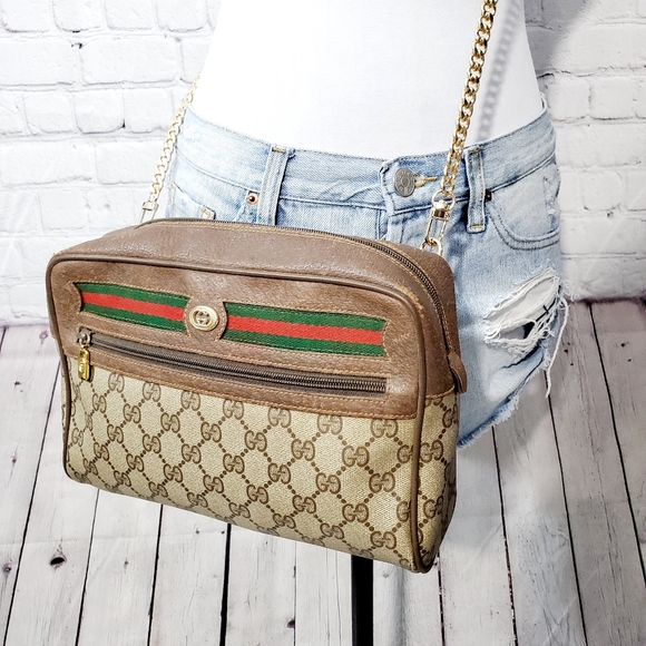GUCCI Vtg ophidia Monogram sherry line crossdody